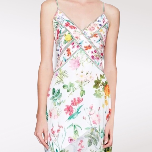 Tadashi Shoji x BHLDN Eva 2 | XS Ivory Pink Floral Chiffon High-Low Midi Formal - Picture 10 of 10